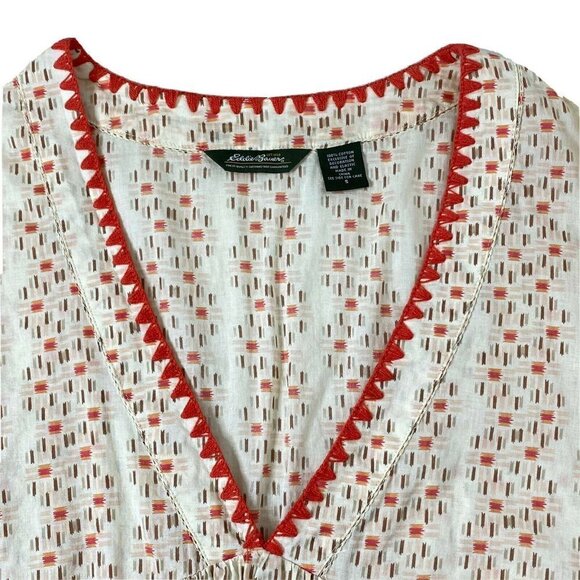 Eddie Bauer Women's size Small Blouse 3/4 Sleeve Deep V Neck Empire Waist Cotton - Picture 3 of 7